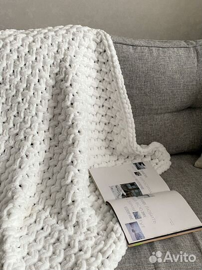 Новый детский плюшевый плед ручной вязки