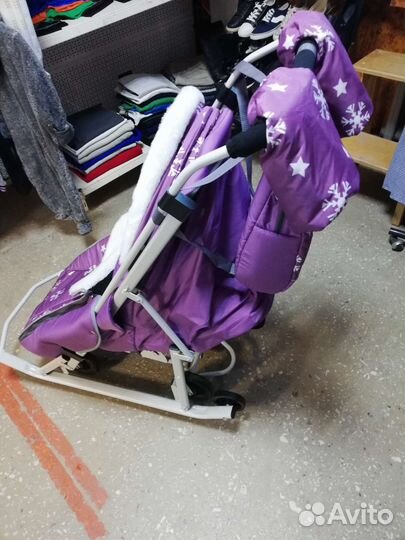 Детские санки коляска с колесами