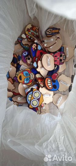 Деревянные значки Бравл Старс 77 штук