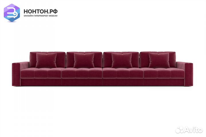 Диван прямой тик-так Монарх бордовый