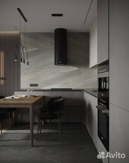 Кухня серая на заказ