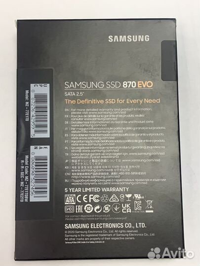 Новый SSD диск Samsung 870 EVO 1tb MZ-77E1T0BW
