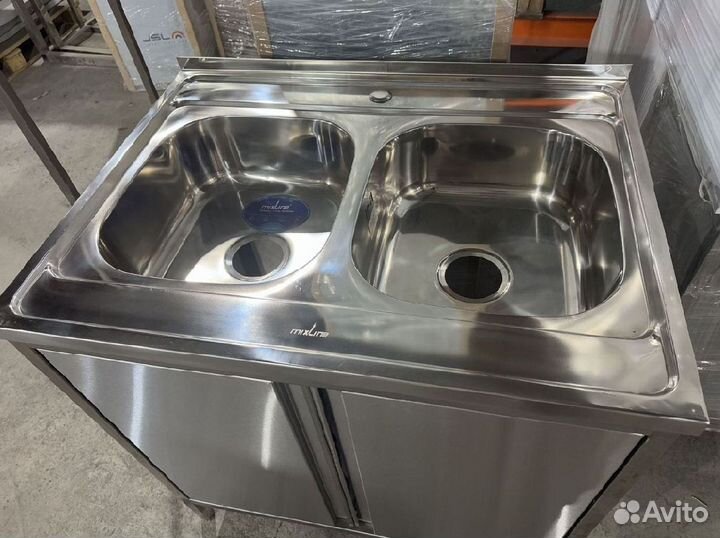 Ванна-тумба из нержавейки с двумя мойками