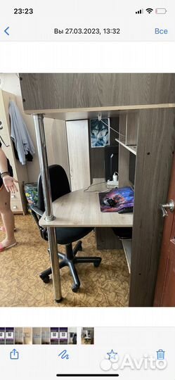 Двухъярусная кровать со шкафом и столом