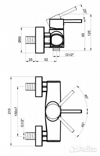 Смеситель для душа хром