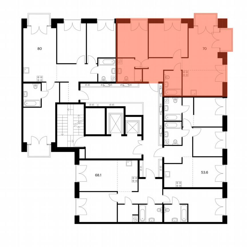 2-к. квартира, 70 м², 5/9 эт.