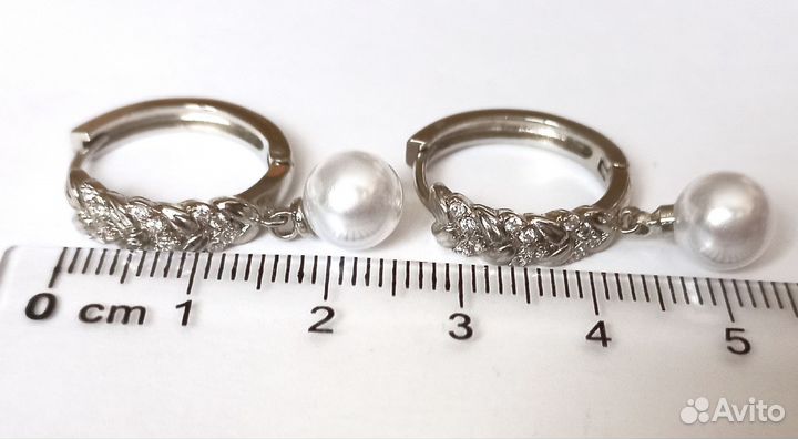 Повседневные серьги под серебро с жемчугом