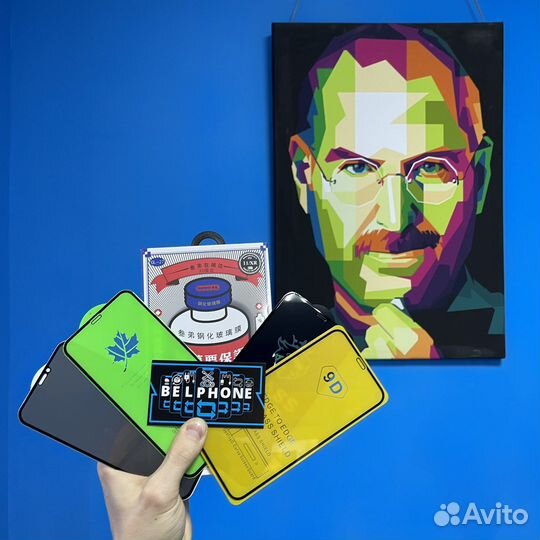 Стекло на iPhone, с установкой