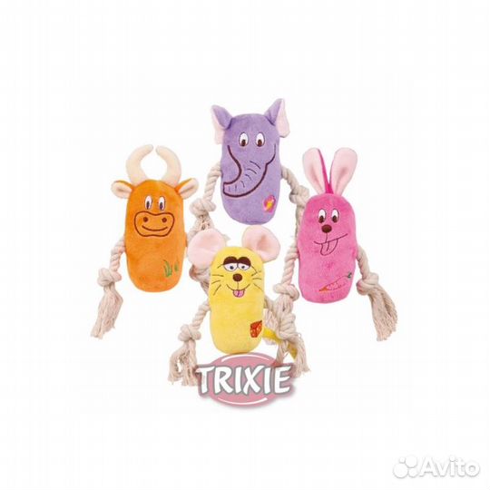 Трикси 3618 пищащая игрушка с веревкой плюшевая 13