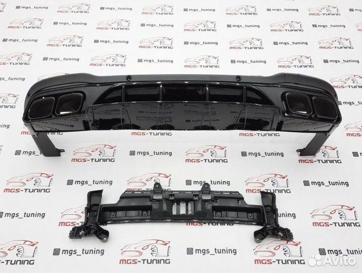Диффузор с насадками Black 63 AMG на GLC 253 рест