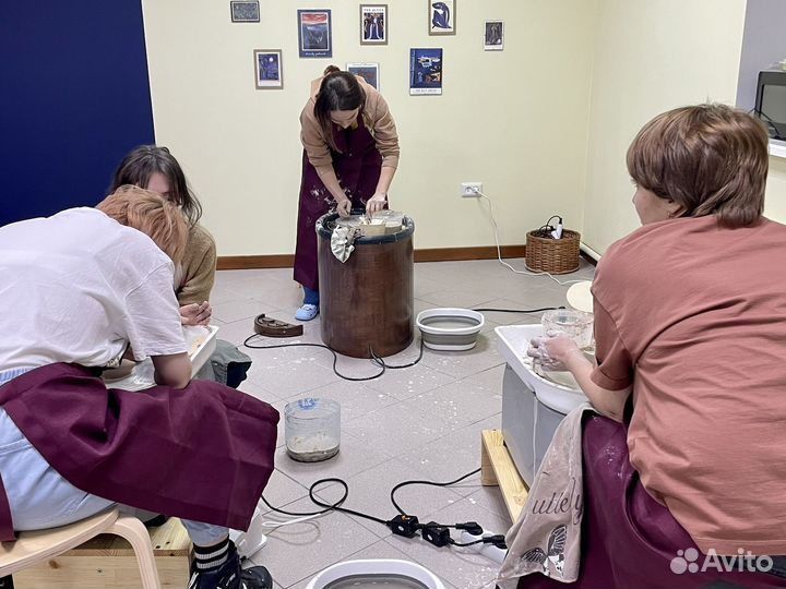 Гончарный мастер класс на круге, лепка из глины