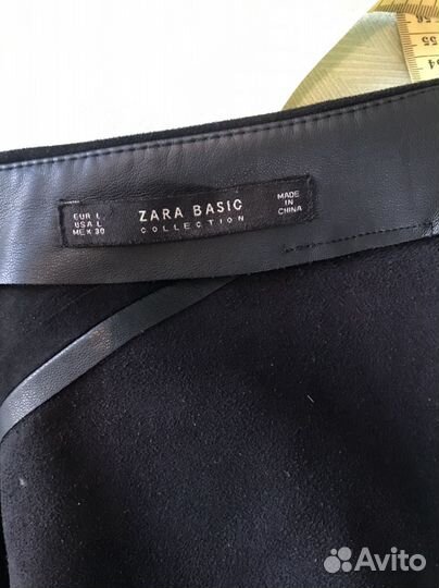 Кожаная мини юбка трапеция zara