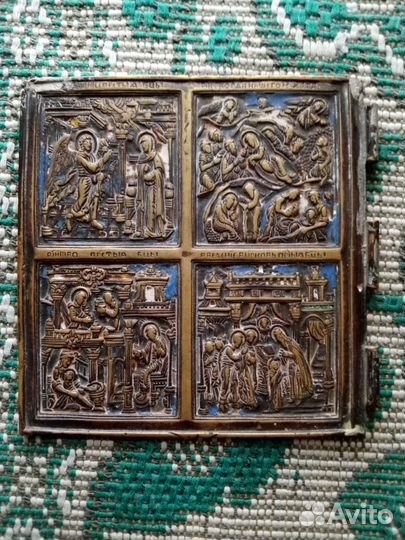 Икона складень старинная