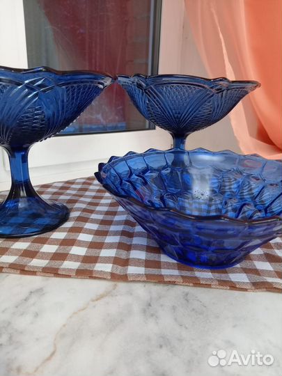 Ваза кобальт цветное стекло
