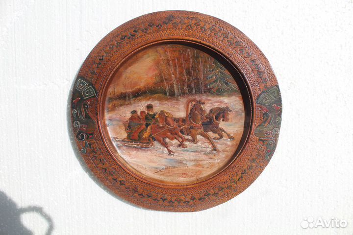 Блюдо в Русском стиле. Тройка. Абрамцево. До 1917г