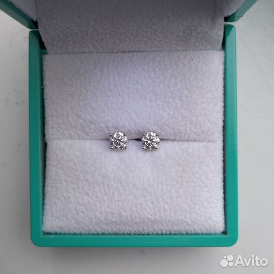 Пусеты с бриллиантами муассаниты 0.5ct x2