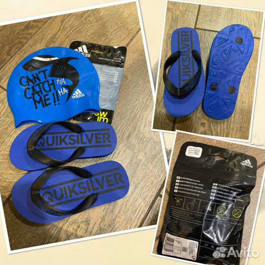 Шапочка для плавания adidas и шлепанцы