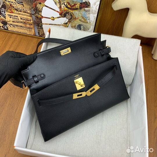 Сумка hermes kelly Elan GHW Black Chevre Mysore