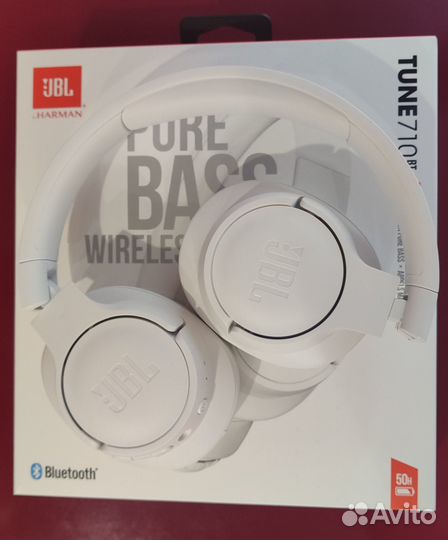 Наушники JBL Tune 710BT, Bluetooth, накладные, бел