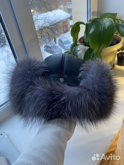 Шапка мужская с натуральным мехом и кожей