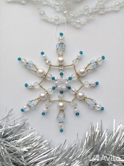Снежинки из бисера елочные игрушки комплект