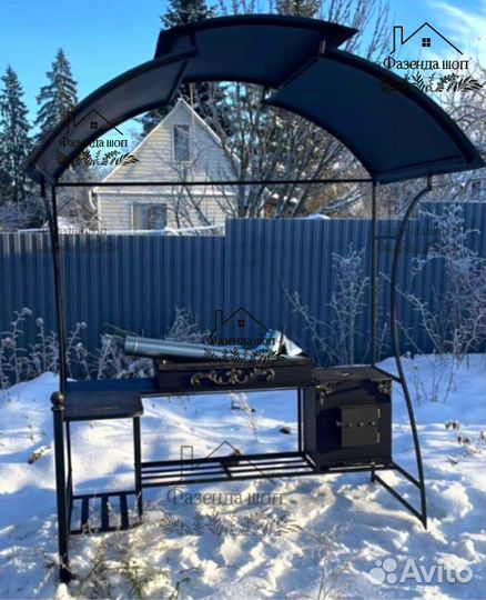 Мангал с крышей угловой