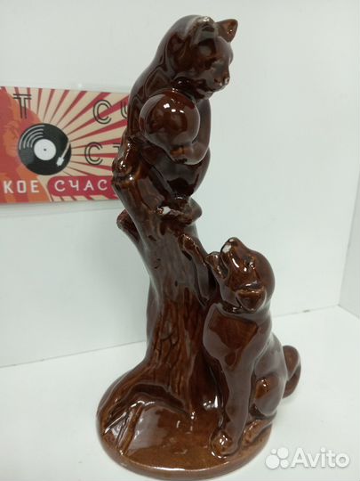 Статуэтка Кот и Пес керамика СССР (сколы )