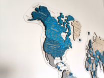 Деревянная карта мира на оргстекле