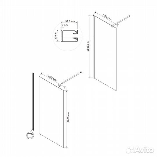 Душ. Стенка Vincea 110x200 Хром vsw-1h110cl