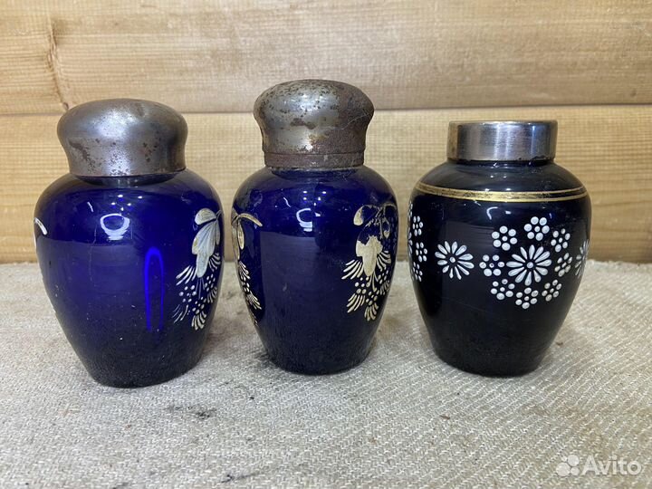 Чайница Советская Синие Стекло