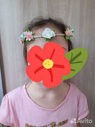 Повязка на голову резинка с цветочками