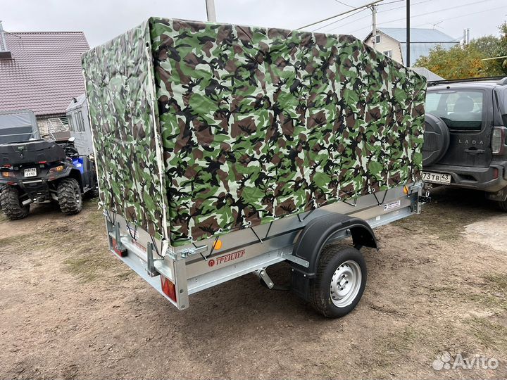 Прицеп 2.6х1.35 Трейлер Прораб тент 1500 мм хаки