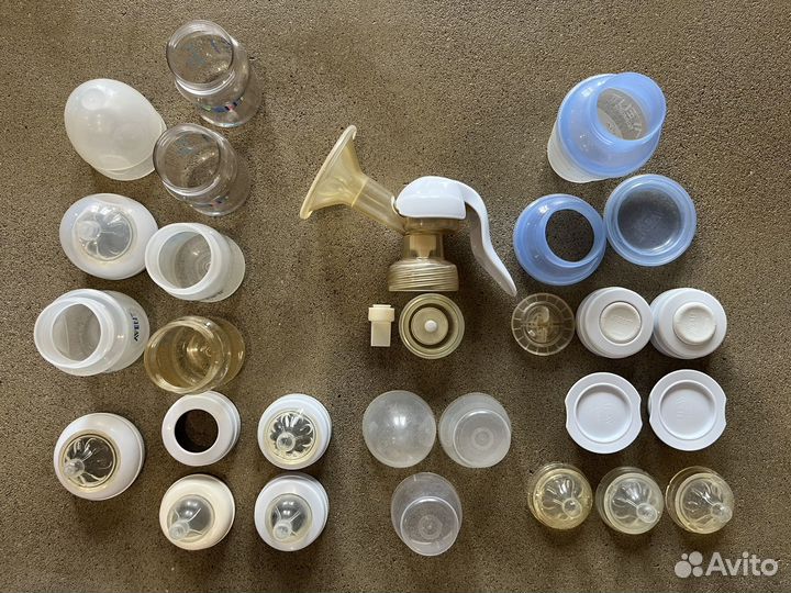 Набор авент. Ручной молокоотсос, бутылочки