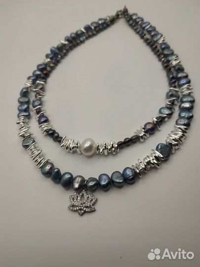 Чокер колье из натурального жемчуга