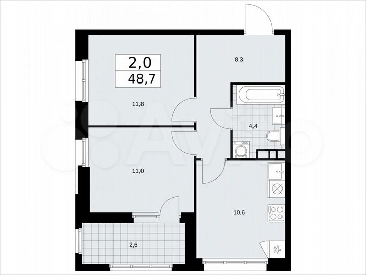 2-к. квартира, 48,7 м², 7/24 эт.