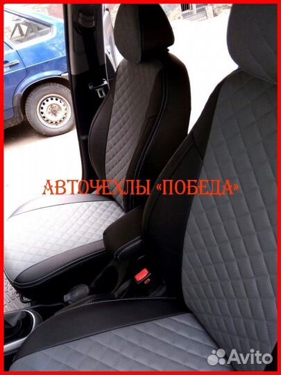 Чехлы Hyundai Solaris 1 Hb из экокожи чёрно-серые