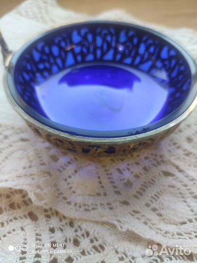 Винтажная вазочка из стекла и металла