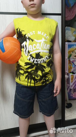 Пакет- рост140- Бриджи+новая футболка+худи+шлёпки