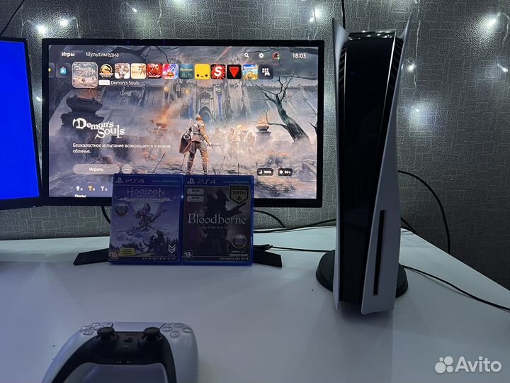 Sony playstation 5 ps5 с дисководом +2 игры