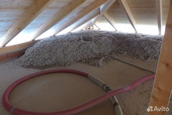 Эковата Утепление чердака потолка эковатой