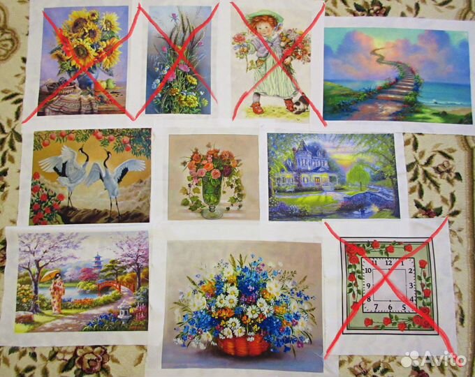 Принты(картинка на ткани) для вышивки лентами