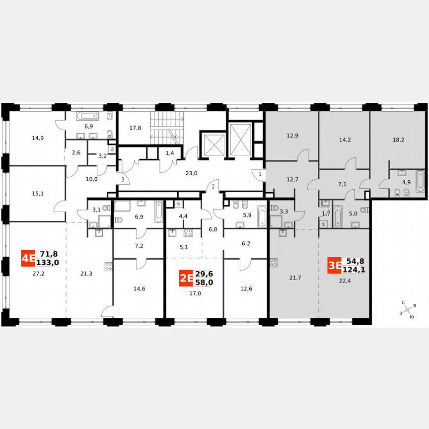 3-к. квартира, 128 м², 6/8 эт.