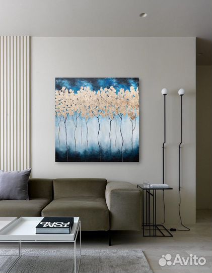 Картина интерьерная с золотом ручной работы