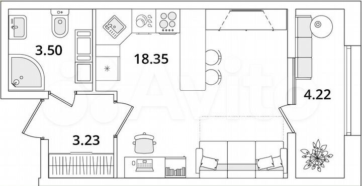 Квартира-студия, 27,2 м², 13/22 эт.