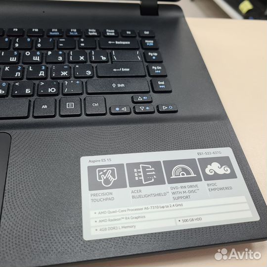 Ноутбук Acer 4 Ядра/A6-7310/4GB/SSD+500GB/R4