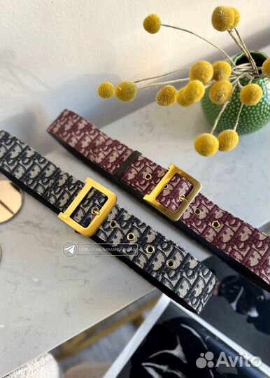 Ремень dior канва и кожа