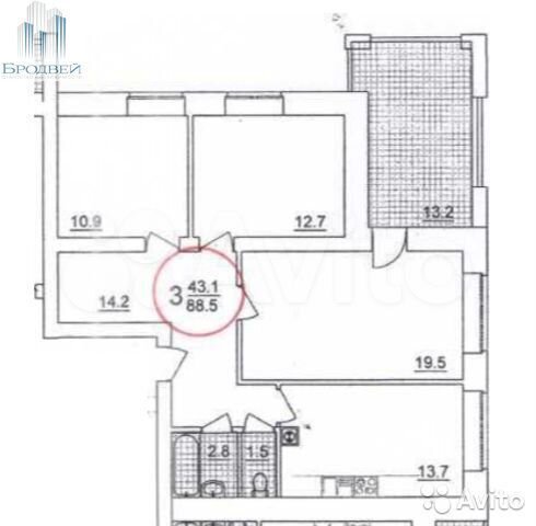 Планировка квартир псков 3-к квартира, 88.2 м², 3/12 эт. на продажу в Твери Купить квартиру Авито