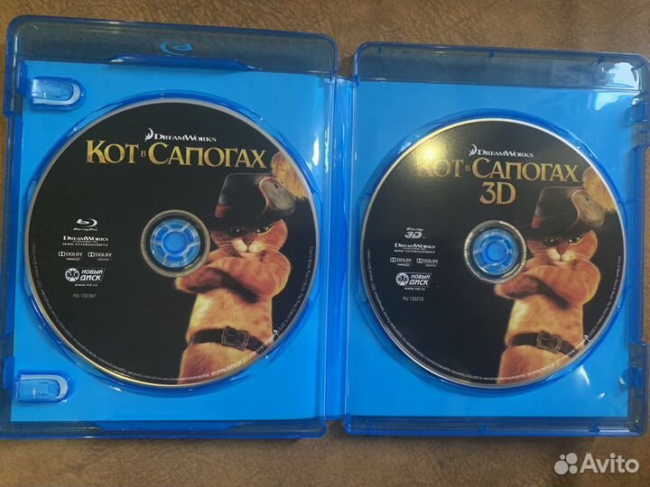 Блю-рей 3D/2D Кот в сапогах Рапунцель. Blu-ray