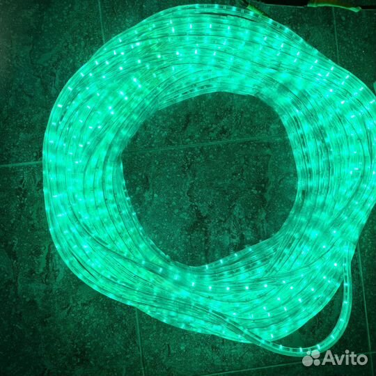 Светодиодный шнур бу 40 метров зеленый