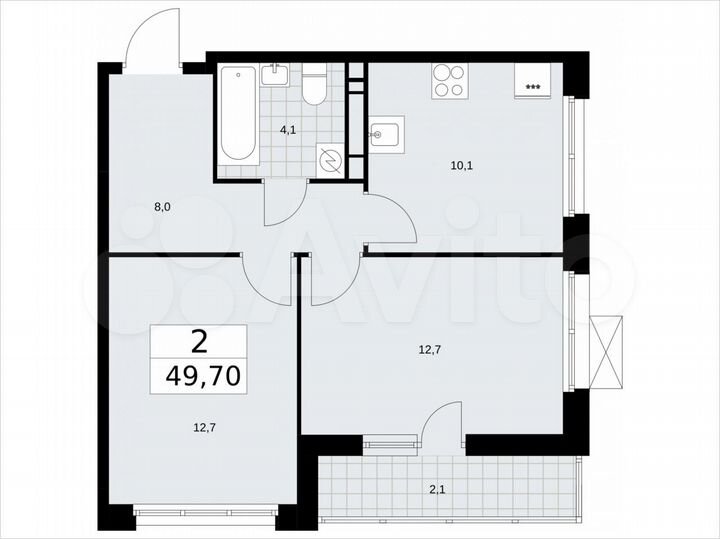 2-к. квартира, 49,7 м², 9/17 эт.